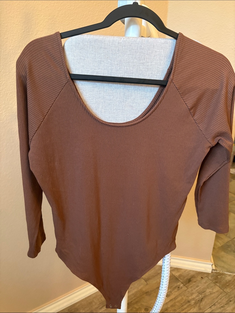 Banana Republic Chocolate Brown Ribbed Scoop-Neck Bodysuit